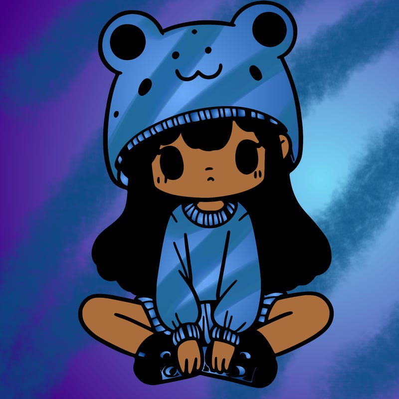 a girl wearing a frog hat and some frog socks