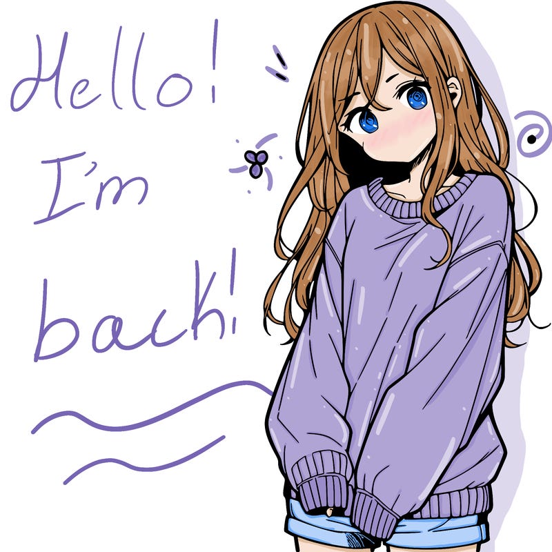 manga teen girl  in a sweater and baggy pants