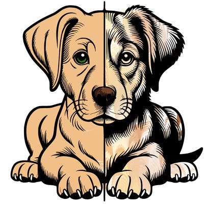 realistic dog split picture
