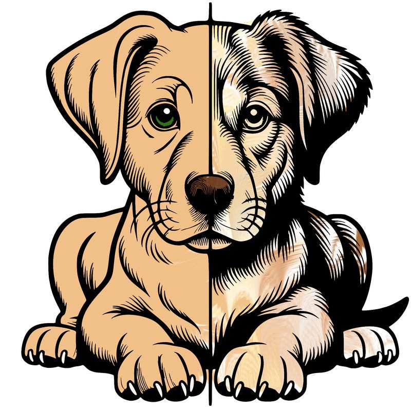 realistic dog split picture