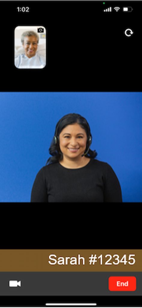 Interface of a secure video call between a medical interpreter and a patient