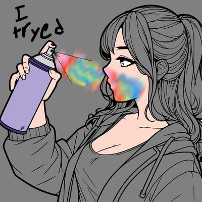 a realistic girl spray, painting