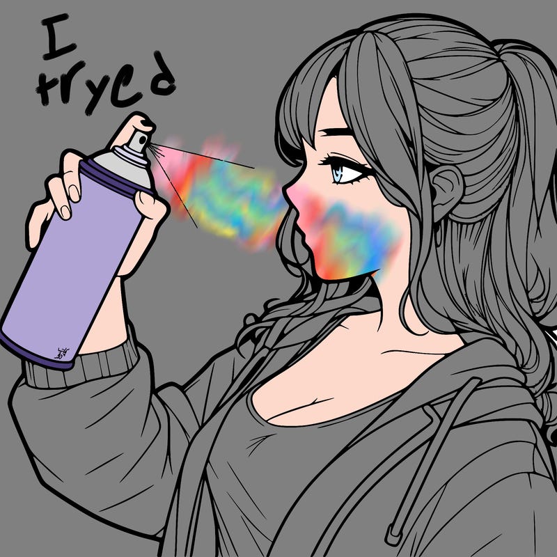 a realistic girl spray, painting