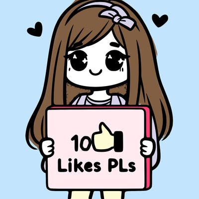 girl holding a sign saying 10 likes pls
