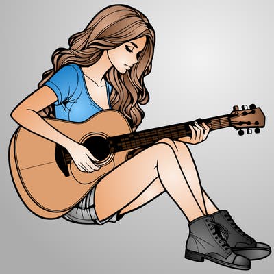realistic woman play guitar