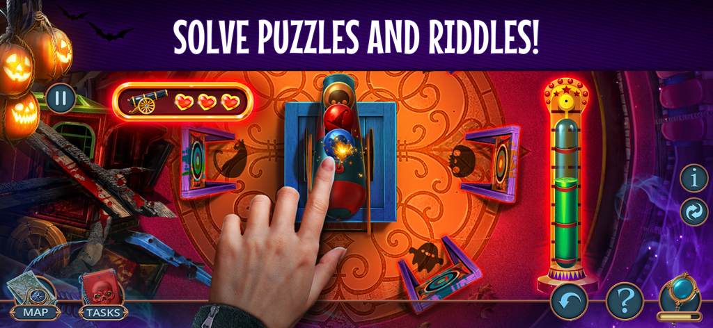Solving a circus themed puzzle in Gloomy Tales Halloween