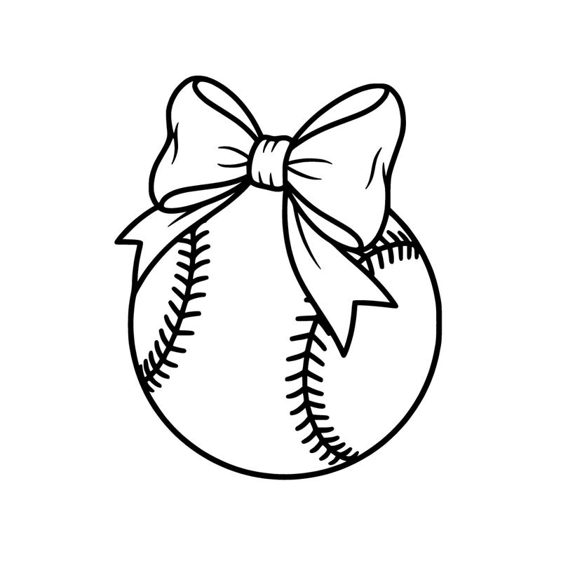 softball with a bow in on top of the softball
