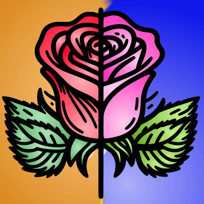 rose split down middle