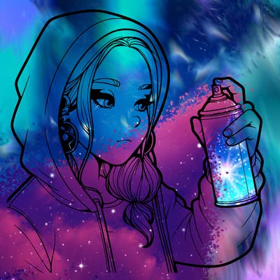 a realistic girl, spray painting