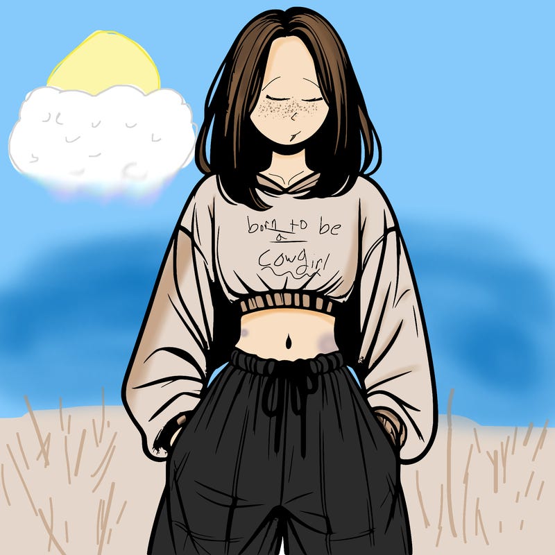 realistic girl faceless with baggy pants and a crop top