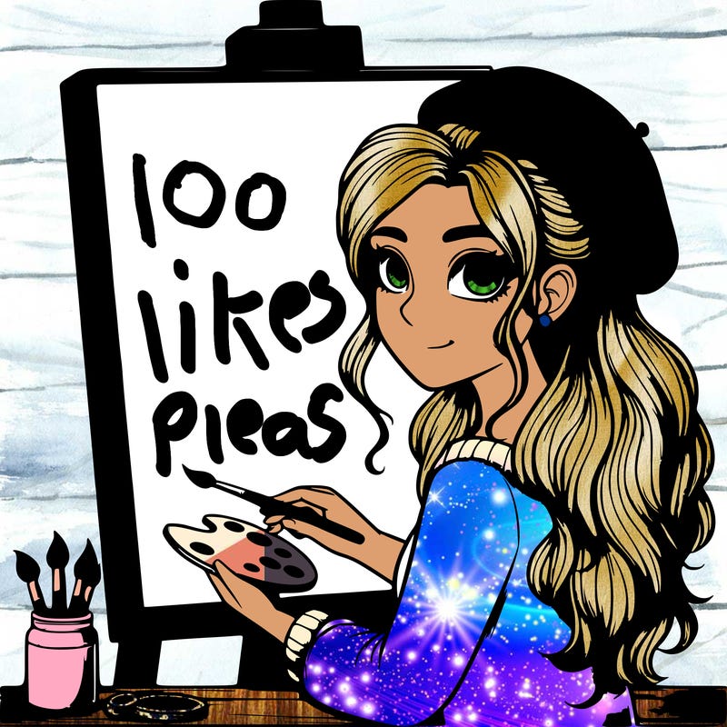 realistic girl artist painting a blank canvas