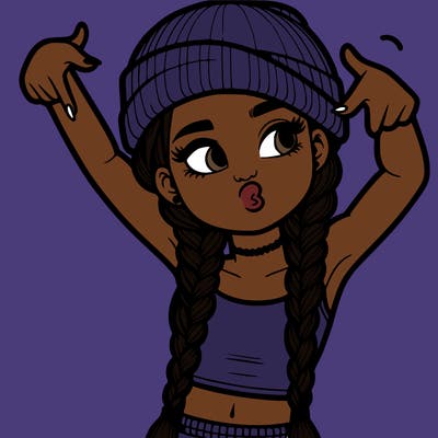 realistic teenage girl with braids and a beanie and crop top doing 🫶🏼