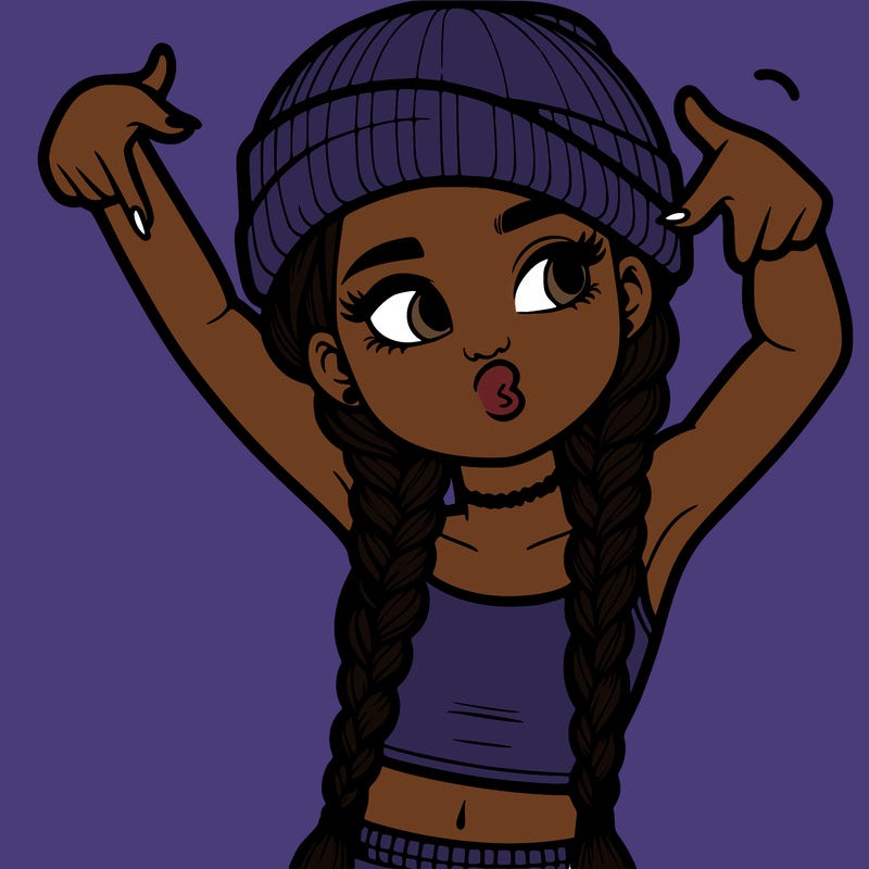 realistic teenage girl with braids and a beanie and crop top doing 🫶🏼