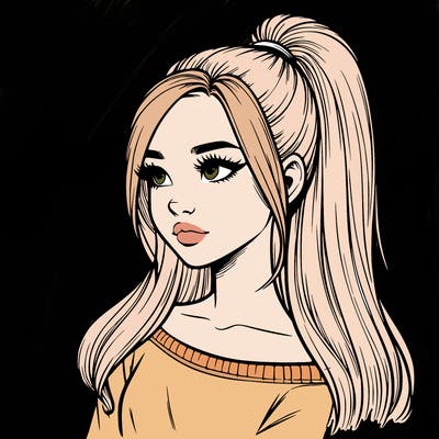 realistic girl with a high ponytail