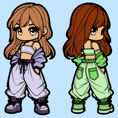 girl in crop top and baggy pants