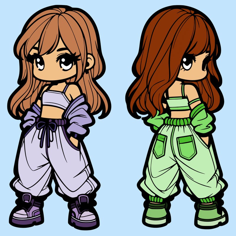 girl in crop top and baggy pants