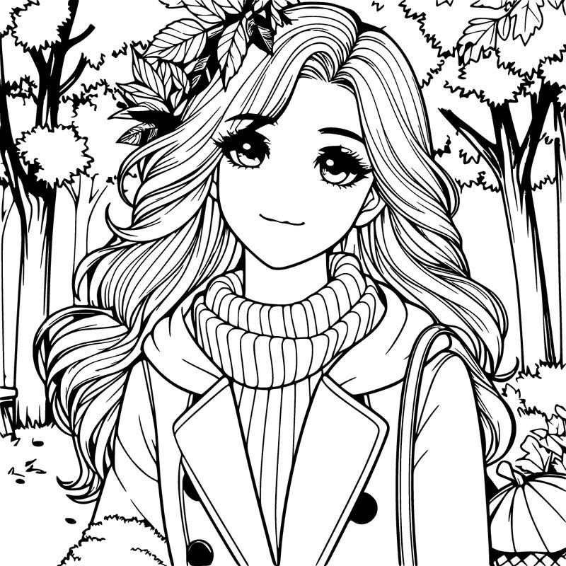 realistic girl in autumn