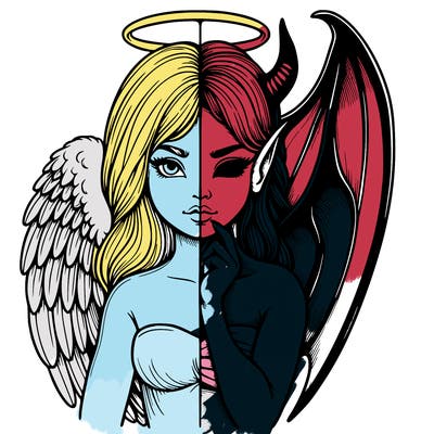 realistic angel half demon