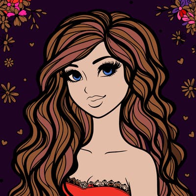 pretty woman with long wavy hair