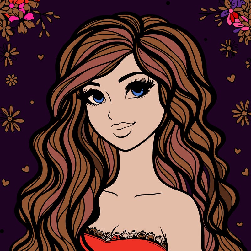 pretty woman with long wavy hair