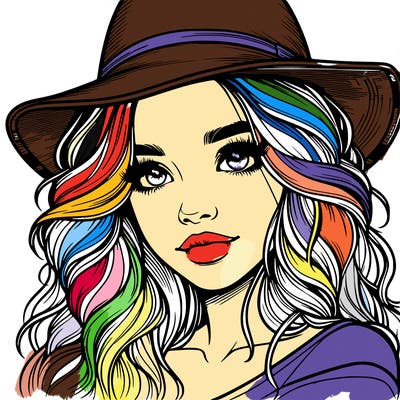 realistic girl with hat