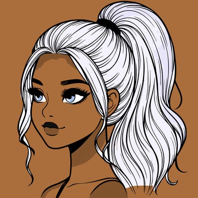 realistic girl with a high ponytail