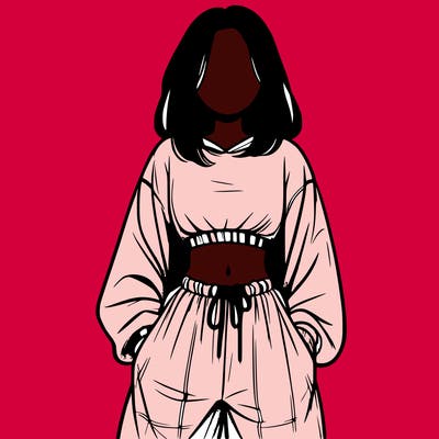 realistic girl faceless with baggy pants and a crop top