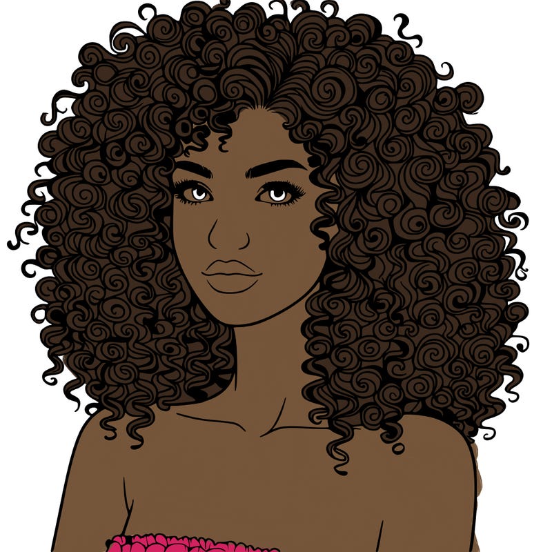 realistic woman with very curly hair