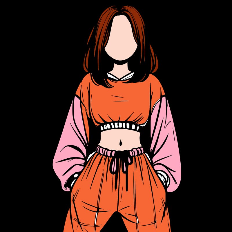 realistic girl faceless with baggy pants and a crop top