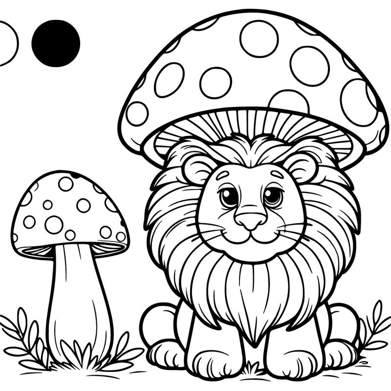 lion in a mushroom hat