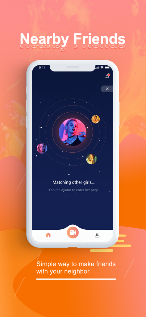 Toya - Toya app interface for matching with nearby friends