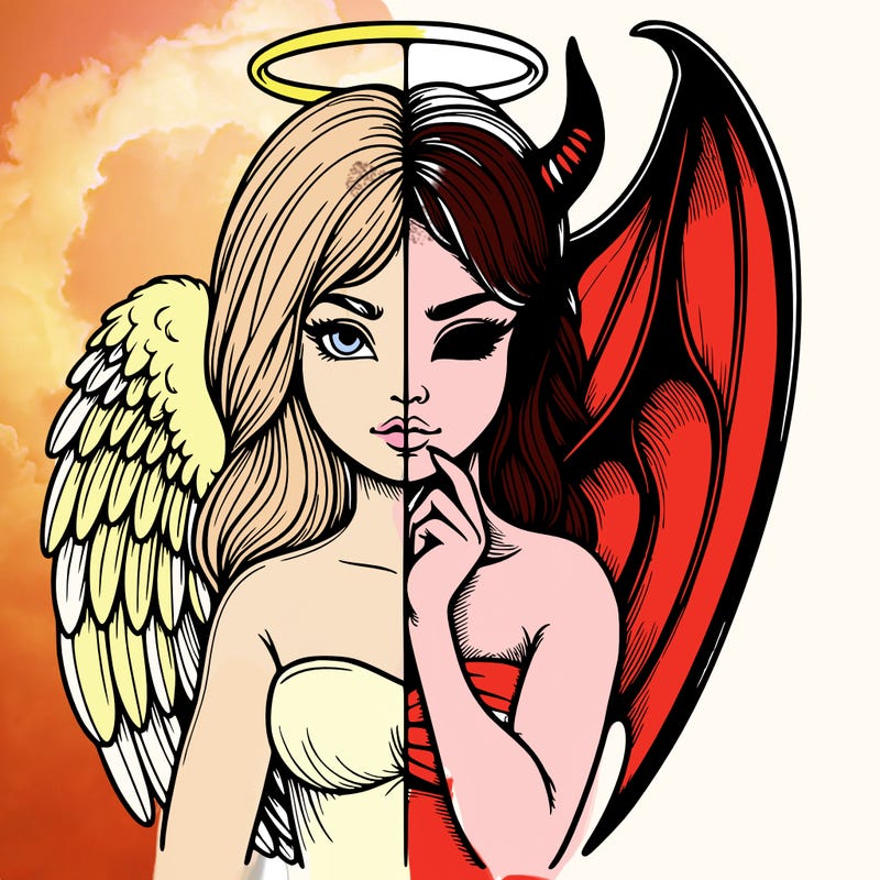 realistic angel half demon