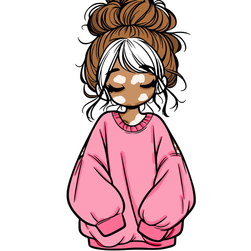 girl with baggy sweatshirt and messy bun