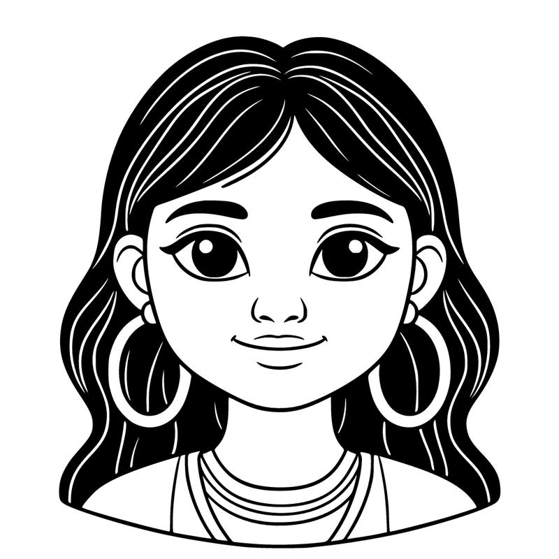 indian american 12 year old girl with hoop earrings