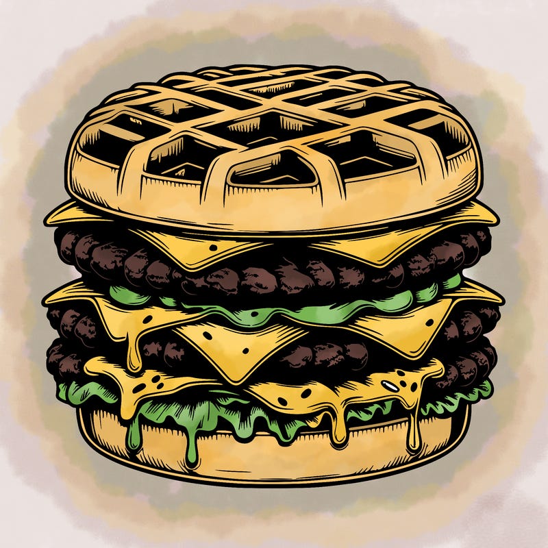 realistic waffle burger
