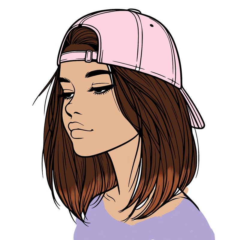 realistic  girl with a backwards hat