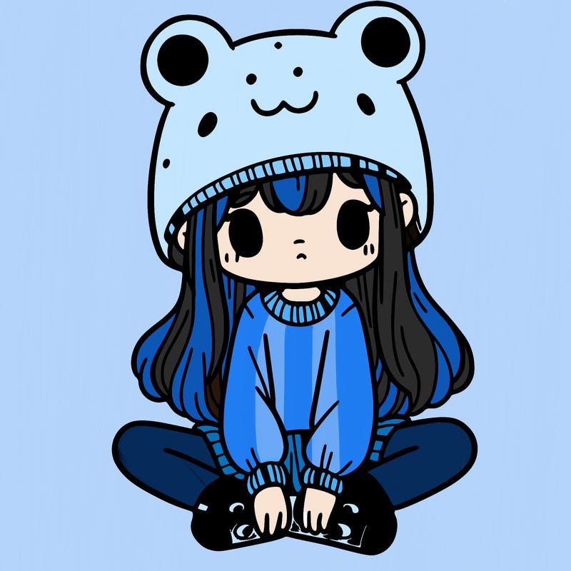 a girl wearing a frog hat and some frog socks
