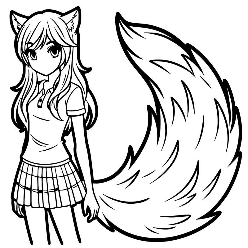 teenage girl with wolf tail