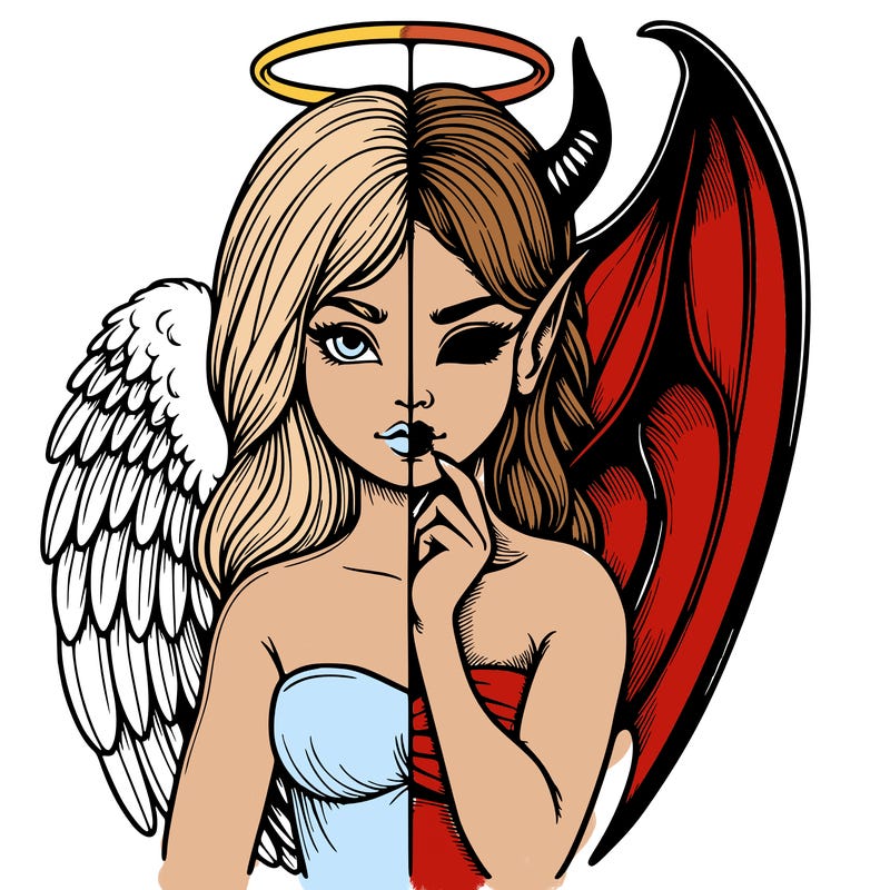 realistic angel half demon