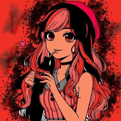 realistic girl drinking coke