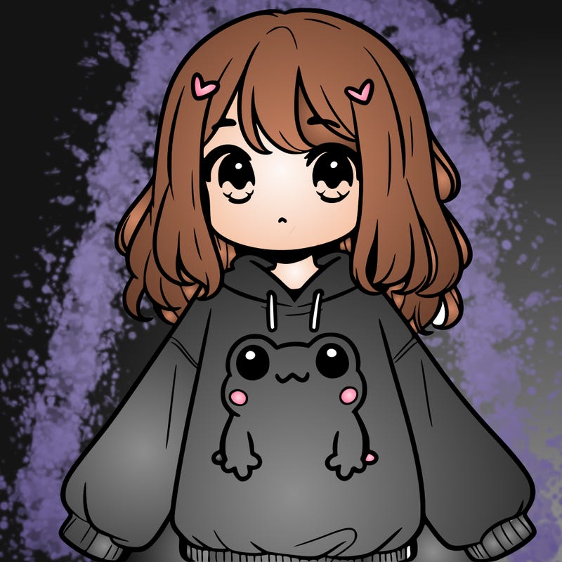 girl wearing frogging sweatshirt