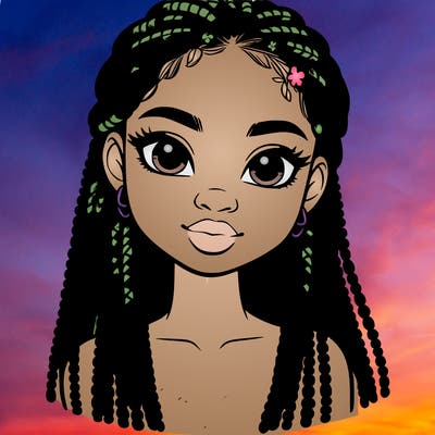 a realistic black girl with braids