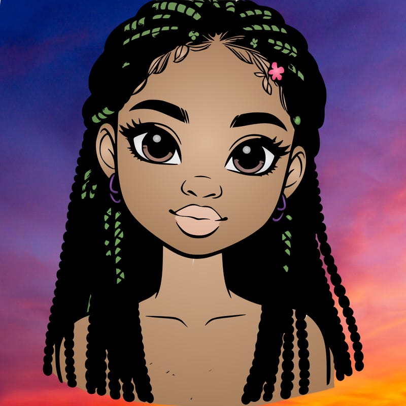 a realistic black girl with braids