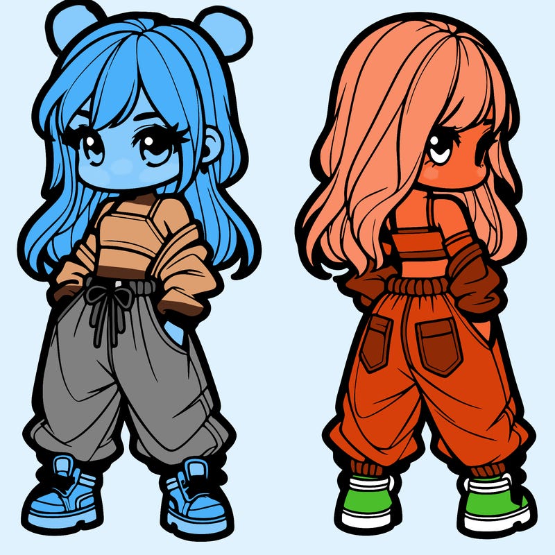 girl in crop top and baggy pants