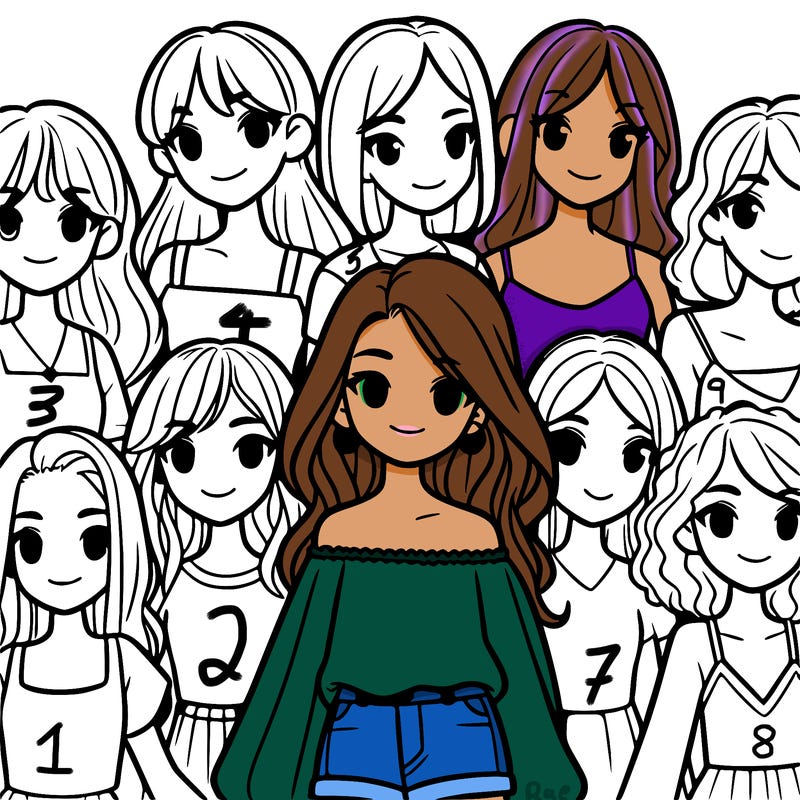 realistic girls in group