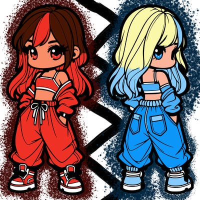 girl in crop top and baggy pants