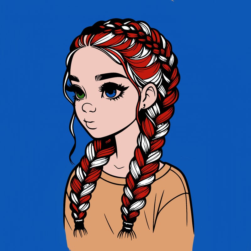 realistic girl with braids