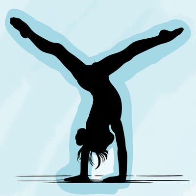 realistic gymnastic hand stand girl in four splits