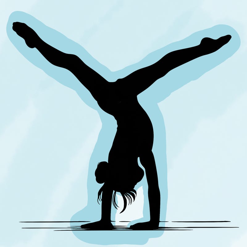 realistic gymnastic hand stand girl in four splits