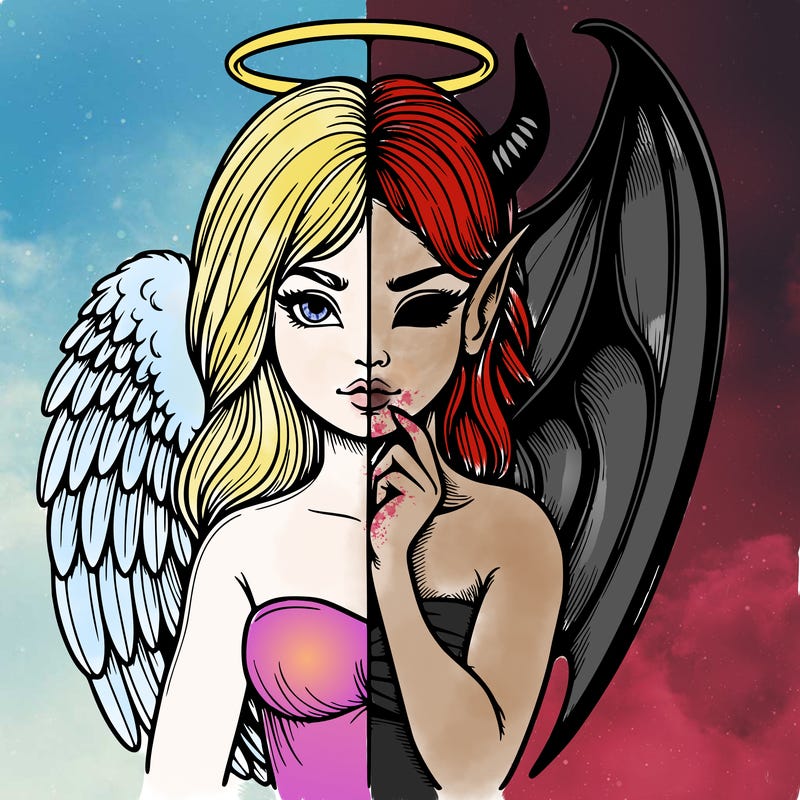 realistic angel half demon